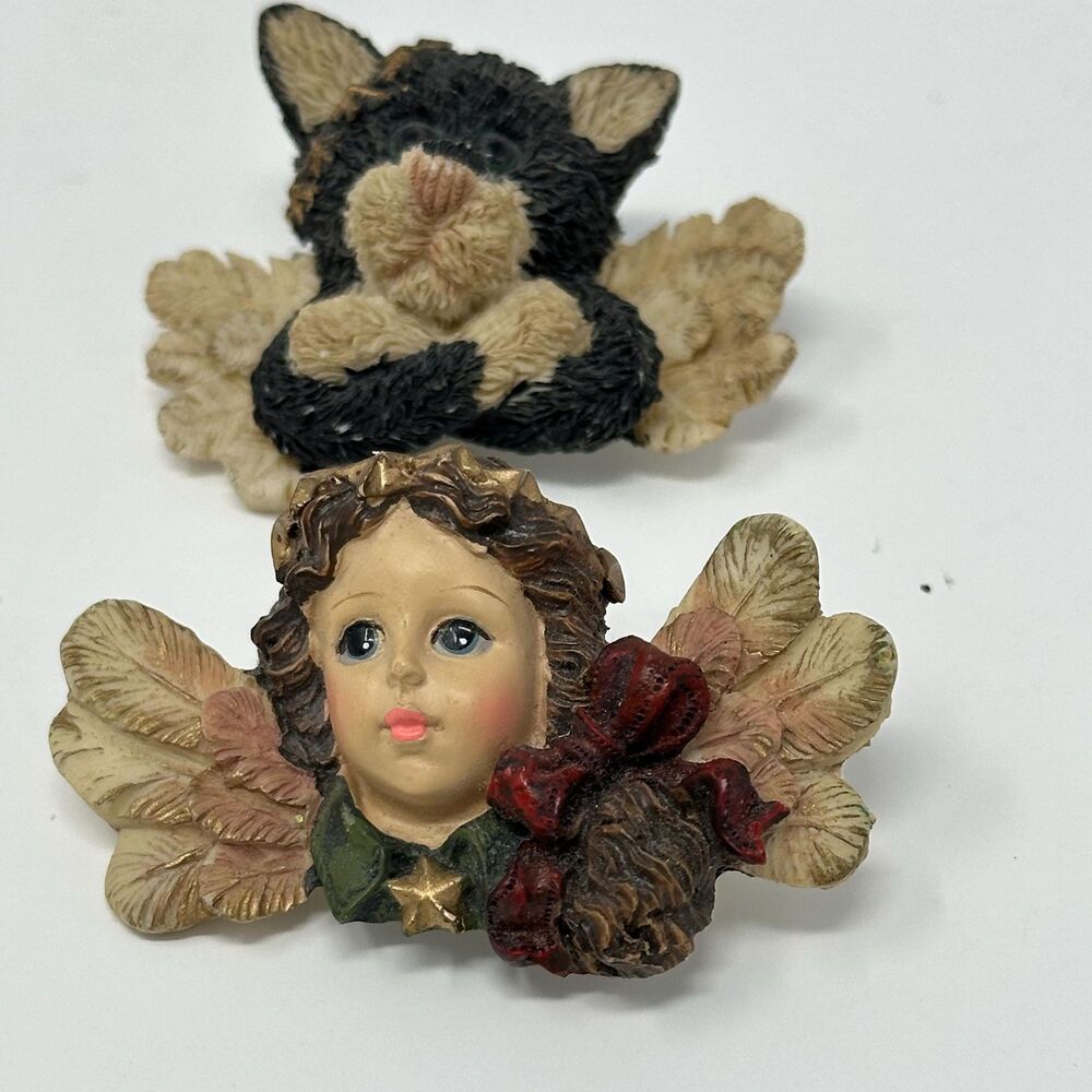 Vintage 1990s Boyds Bears Angel Pins Brooches, Set of 2